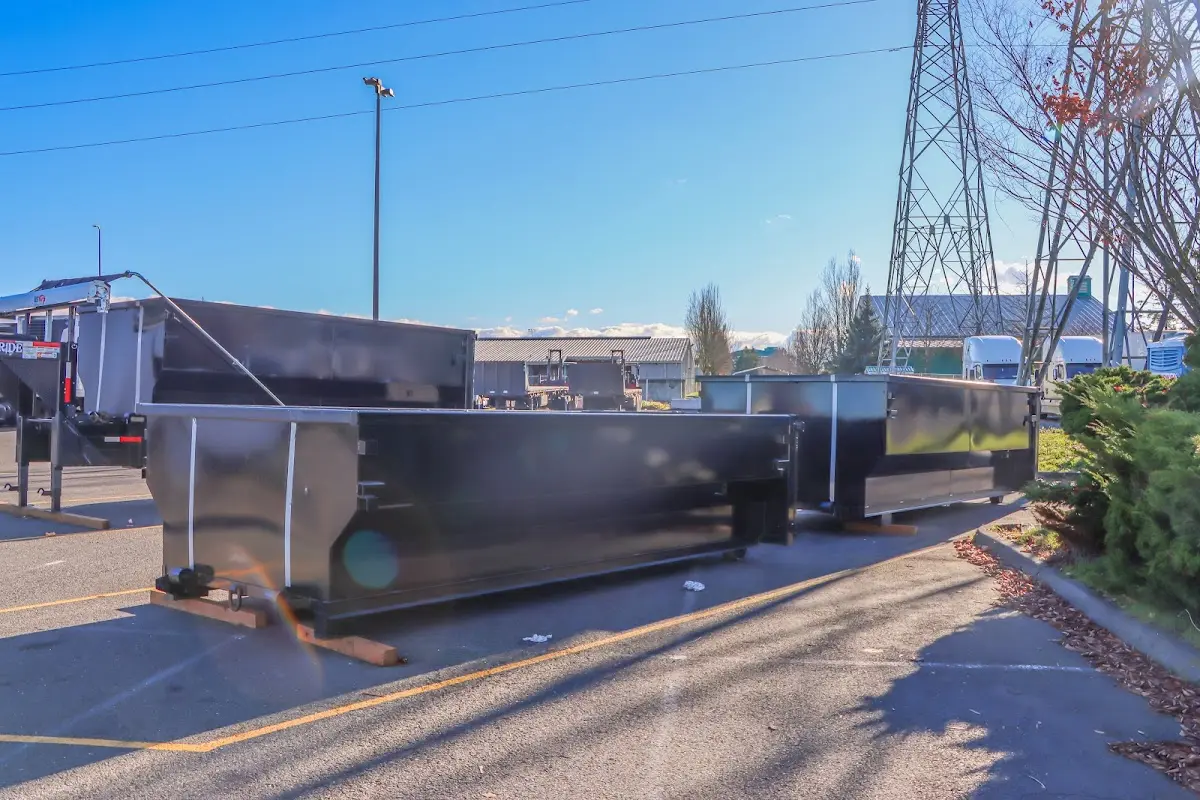 Roll-off dumpster ready for waste disposal at job site for 6 Yard Dumpster Rental in Middletown